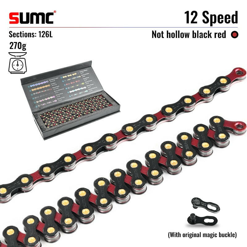 SUMC SX12 12V Bicycle Chain 126L 12 Speed Bicycle Chain with MissingLink for Mountain/Road Bike Bicycle Parts With Original box-WAYBIKER
