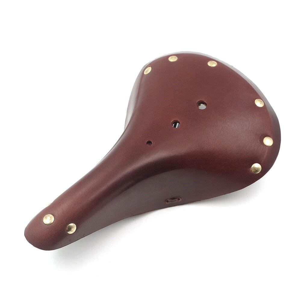 Soft Retro Bicycle Saddles Cushion Men Women Handmade Brown Wide Leather Bike Seat for Vintage City Cycling Bicycle Saddle Parts-WAYBIKER