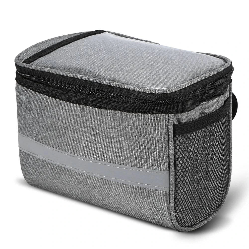 Cycling Bike Bicycle Insulated Front Bag MTB Bike Handlebar Bag Basket Pannier Cooler Bag with Reflective Strip-WAYBIKER