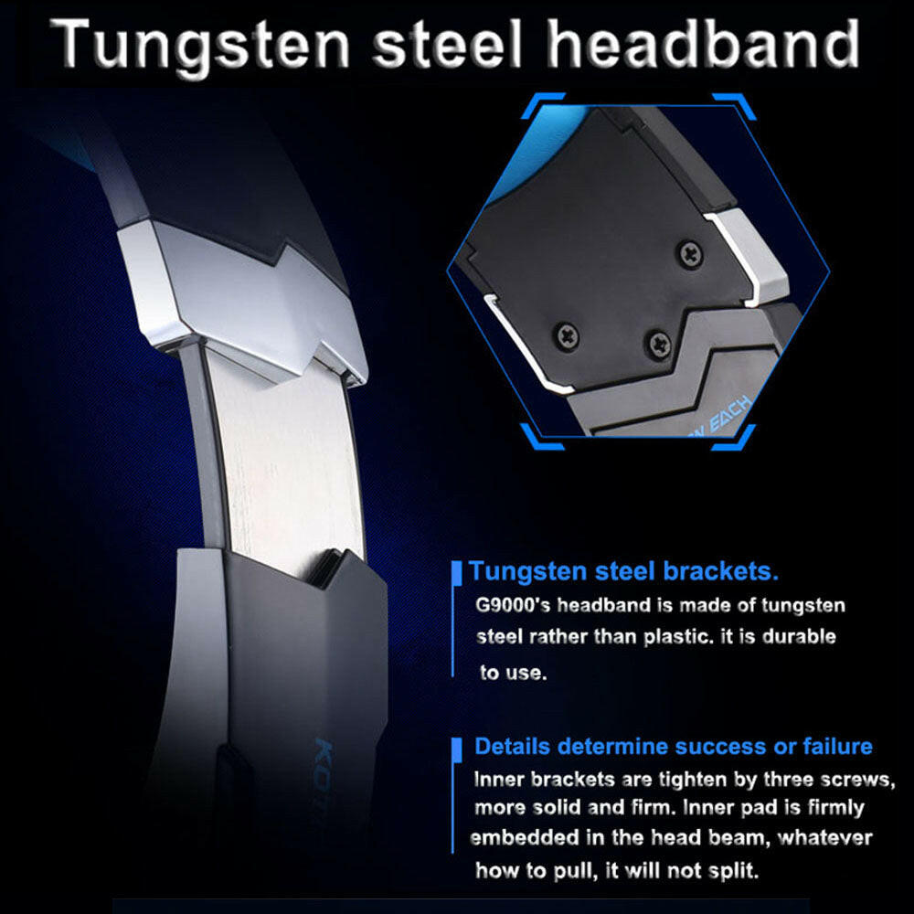 KOTION EACH G9000 3.5mm Gaming Headphone Over Ear Game Headset Noise Cancellation Earphone with Mic LED Light Volume Control for PS4 Laptop Tablet Mobile Phones Desktop PC-WAYBIKER