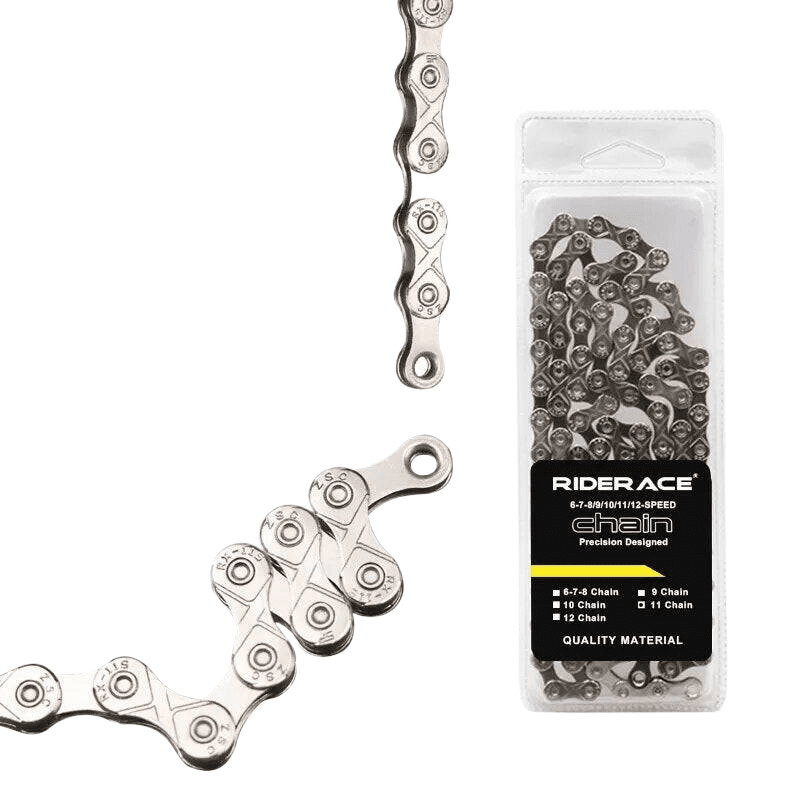RIDERACE Bicycle Chain 116L 8 9 10 11 12 Speed Silver Ultralight Mountain Road Bike Chain For 24/27/30 Variable Speed Chain-WAYBIKER