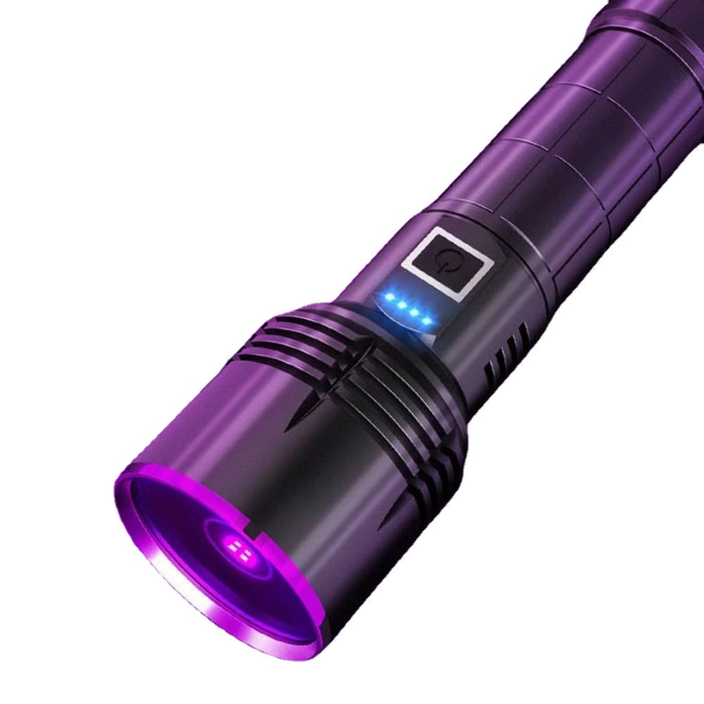 Powerful 80W 4-CORE 365NM UV Flashlight High Power Black Mirror Purple Light Detection Torch Type-C Rechargeable 26650 Lantern