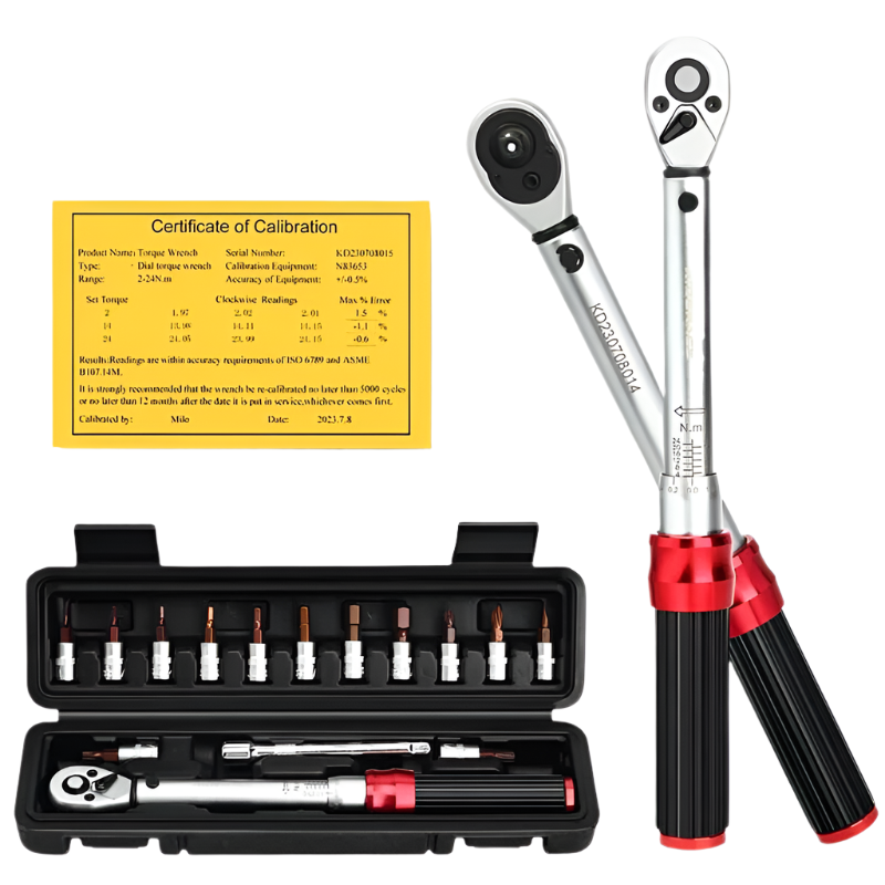 RIDERACE Bicycle Torque Wrench Set 15Pcs 1/4" 2-24Nm Dual Direction Bike Allen Key Tool Socket Spanner Pro Motorcycle Repair Kit-WAYBIKER
