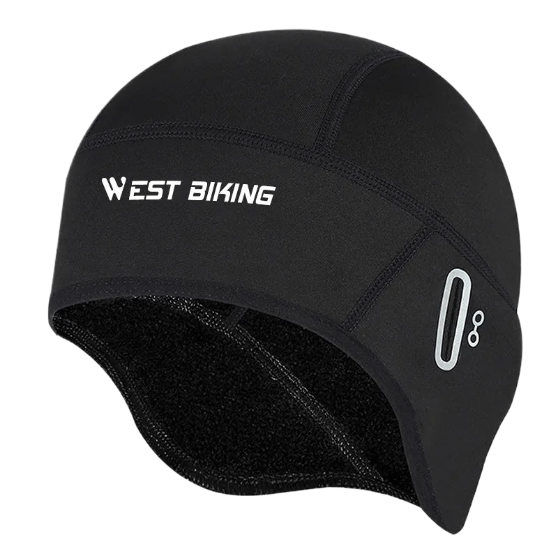 WEST BIKING Winter Fleece Cycling Cap Windproof Thermal Skull Cap Helmet Liner Running Skiing Motocycle Riding Men MTB Bike Hat-WAYBIKER