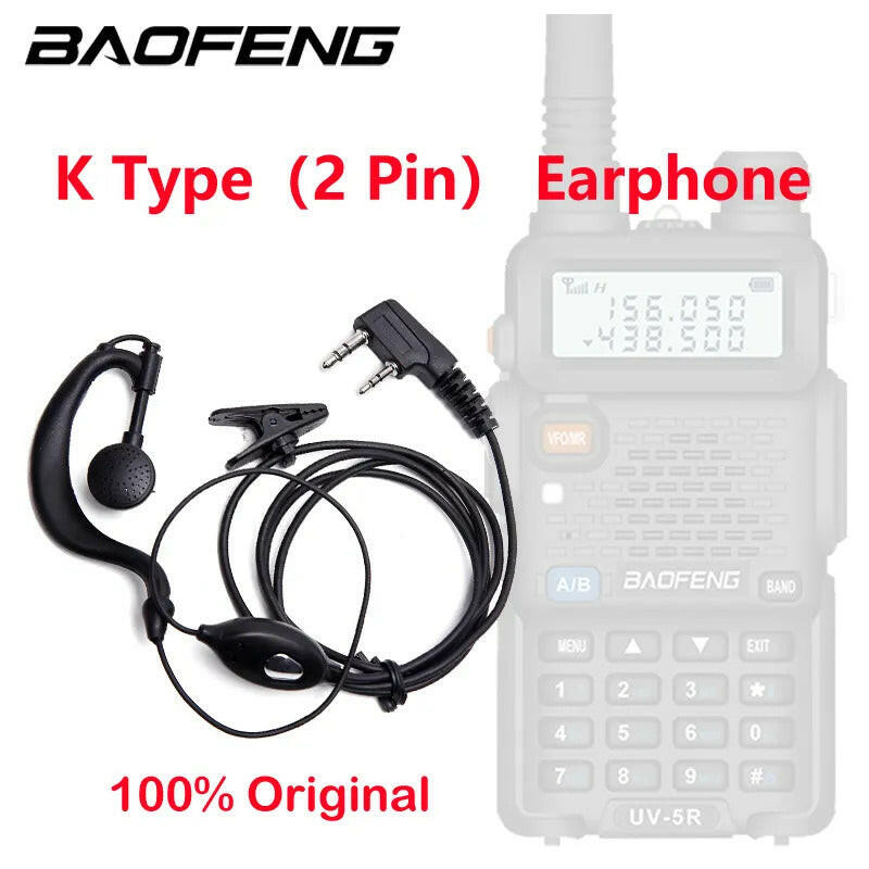 New Walkie Talkie Headset Earphone K-Plug Wired Two Way Ham Radio Earpiece For Baofeng BF-888S UV5R UV82 UV16 UV17 Walkie Talkie-WAYBIKER