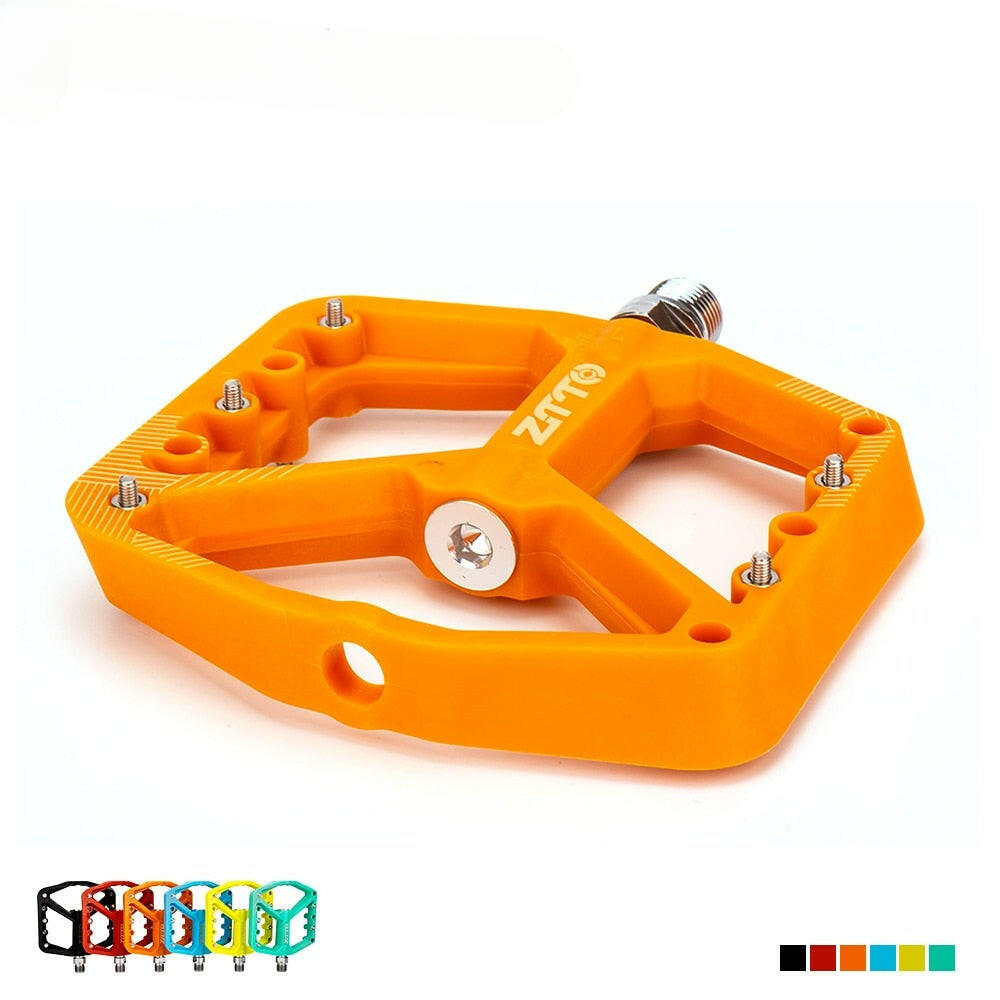 ZTTO Colorful Nylon Bicycle Pedal DU Bushing Bearings XC AM BMX MTB Anti-slip Big Foot Flat Plastic Mountain Road Bike Pedals-WAYBIKER