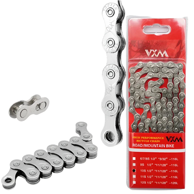 VXM ZSC Antirust Plating 6 7 8 9 10 11 12 Speed Bicycle Silver Bike Chain Basic 116L Quick Link-WAYBIKER