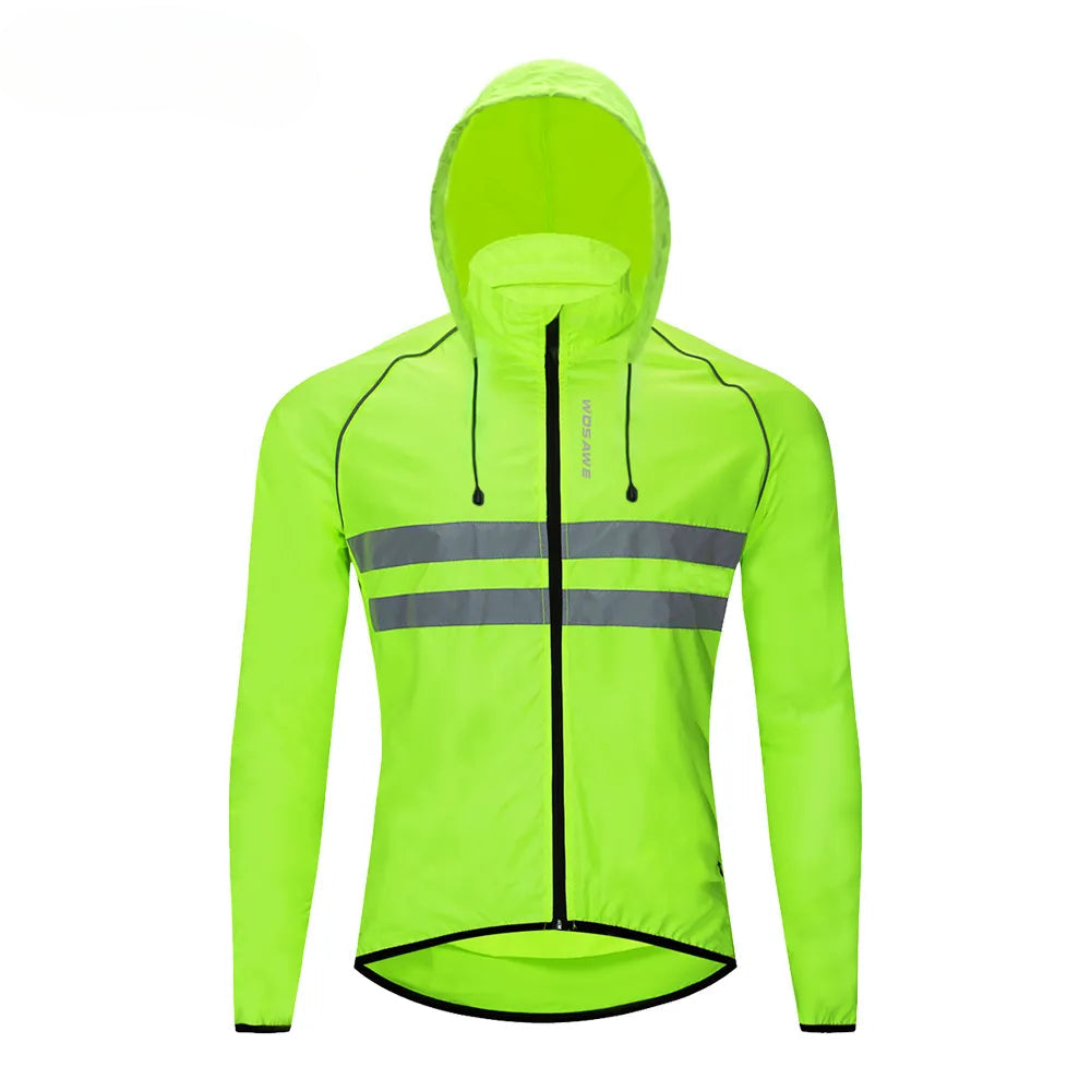 WOSAWE Men's Cycling Jacket Hooded Reflective Vest Wind Coat Windproof MTB Bike Windbreaker Riding Bicycle  Cycle Clothing-WAYBIKER