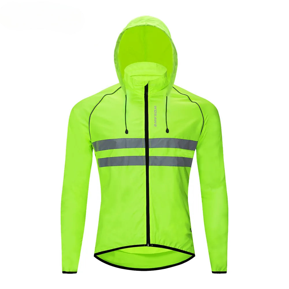 WOSAWE Men's Cycling Jacket Hooded Reflective Vest Wind Coat Windproof MTB Bike Windbreaker Riding Bicycle Cycle Clothing