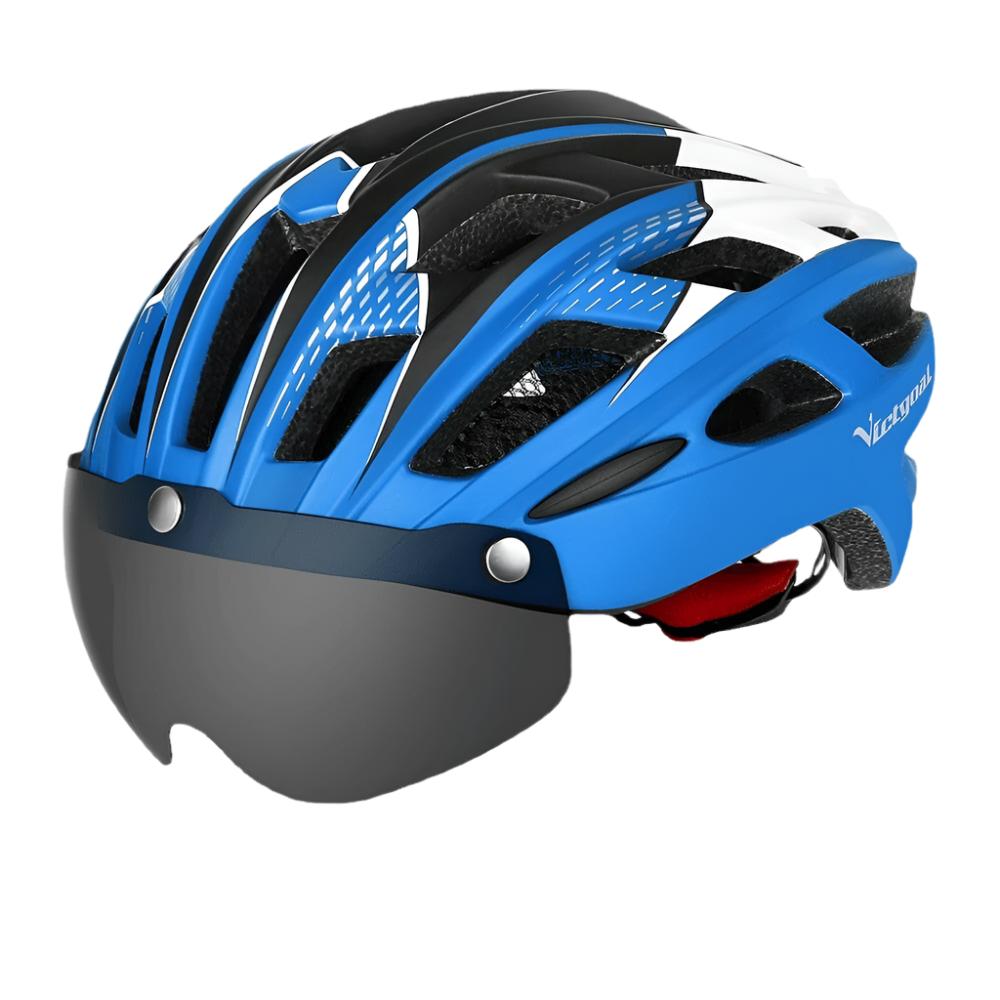 VICTGOAL Bike Helmet Adult Men Women with Magnetic Goggles Bicycle Helmet with Rear Led Light Adjustable for Road Bike Cycling-WAYBIKER