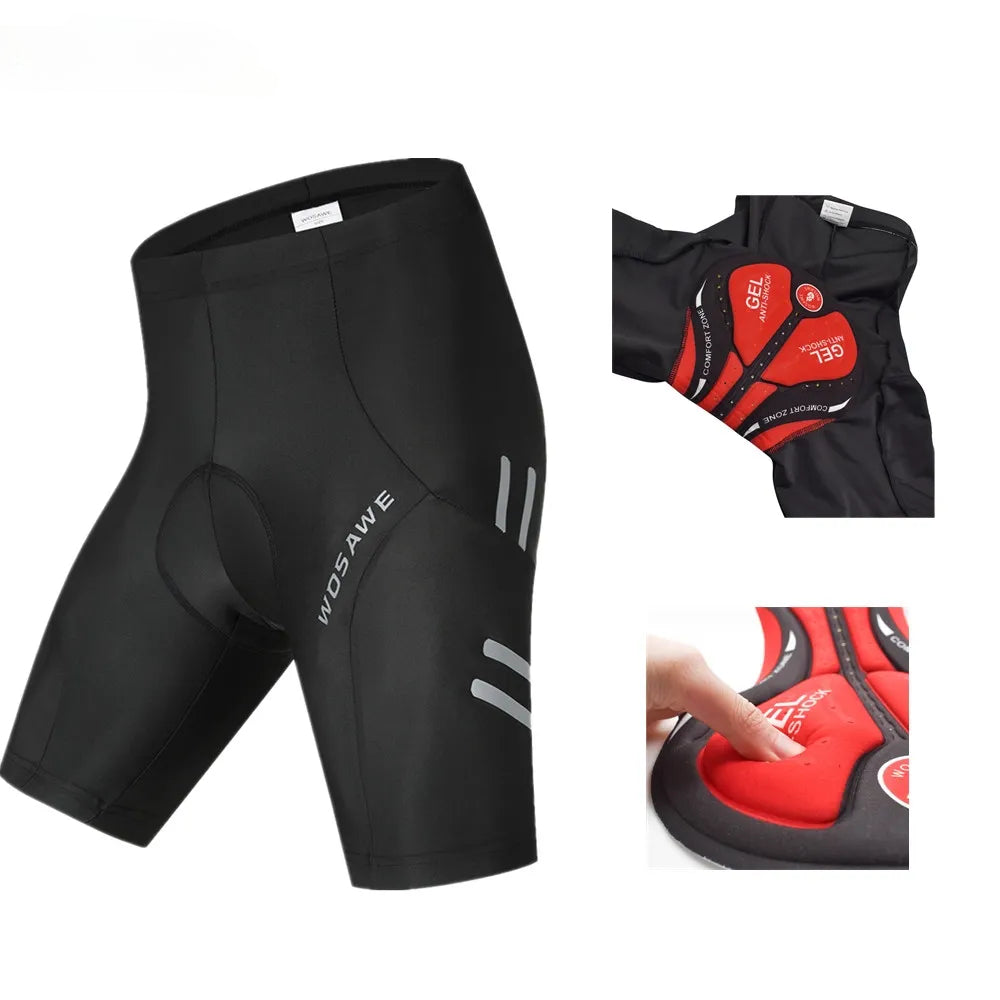 WOSAWE Reflective 5D Padded Cycling Shorts Shockproof MTB Bicycle Shorts Road Bike Shorts Ropa Ciclismo Tights For Men Women-WAYBIKER