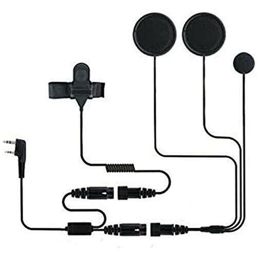 BAOFENG Helmet Kit 2 PIN Full Face Motorcycle Headset Earpiece Mic, for BaoFeng/Ken Wood/WOU Xun/Pu Xing/Lin ton Two Way Radio Walkie Talkie, Black-WAYBIKER