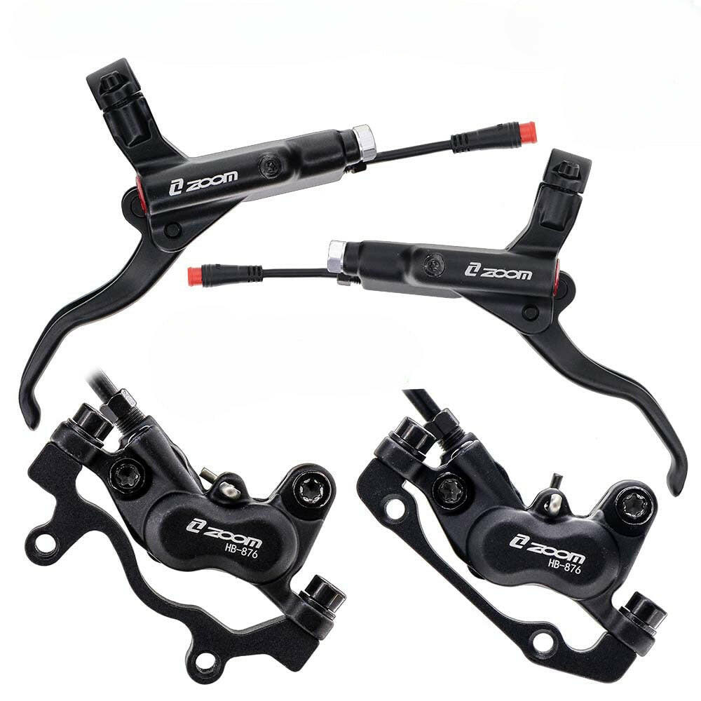 ZOOM HB-876E E-Bike 4-Piston Hydraulic Disc Brake Set Electric Scooter Folding Mtb Bike Power Off ebrake-WAYBIKER