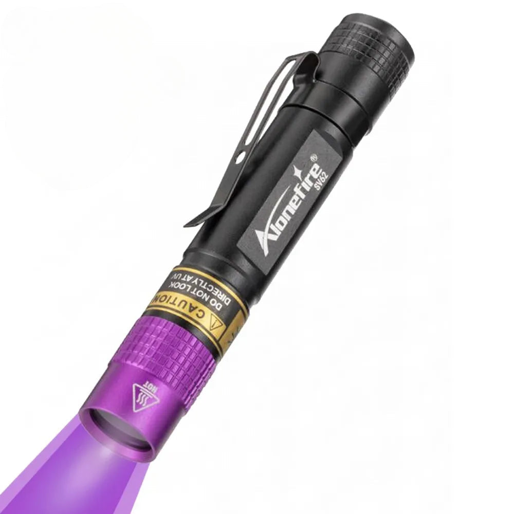 SV62 3W UV 365nm LED Flashlight AAA Mini Pen Ultraviolet Torch Money Marker Ore Pet Urine Stain Scorpion Black Light Detector-WAYBIKER