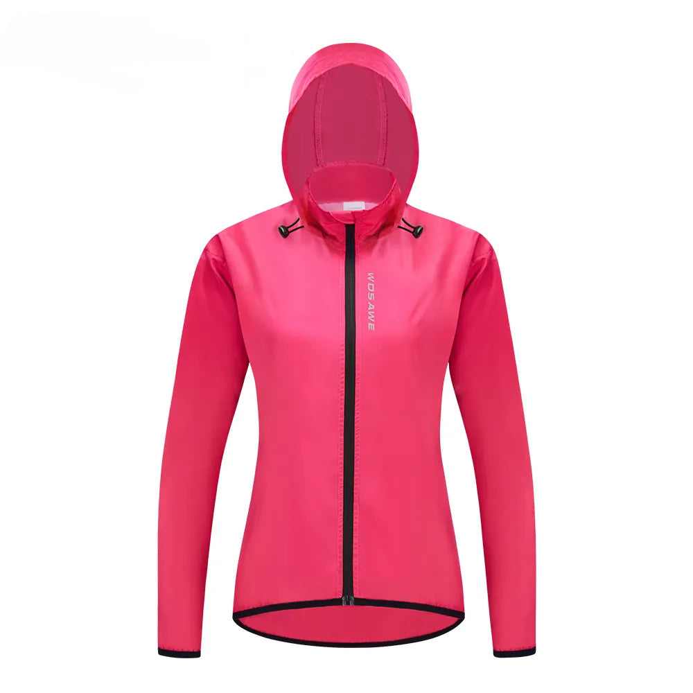 WOSAWE Women's Cycling Jacket Hooded Bike Wind Coat Water Repellent Bicycle Windbreaker Reflective Running Riding Hiking Vest-WAYBIKER
