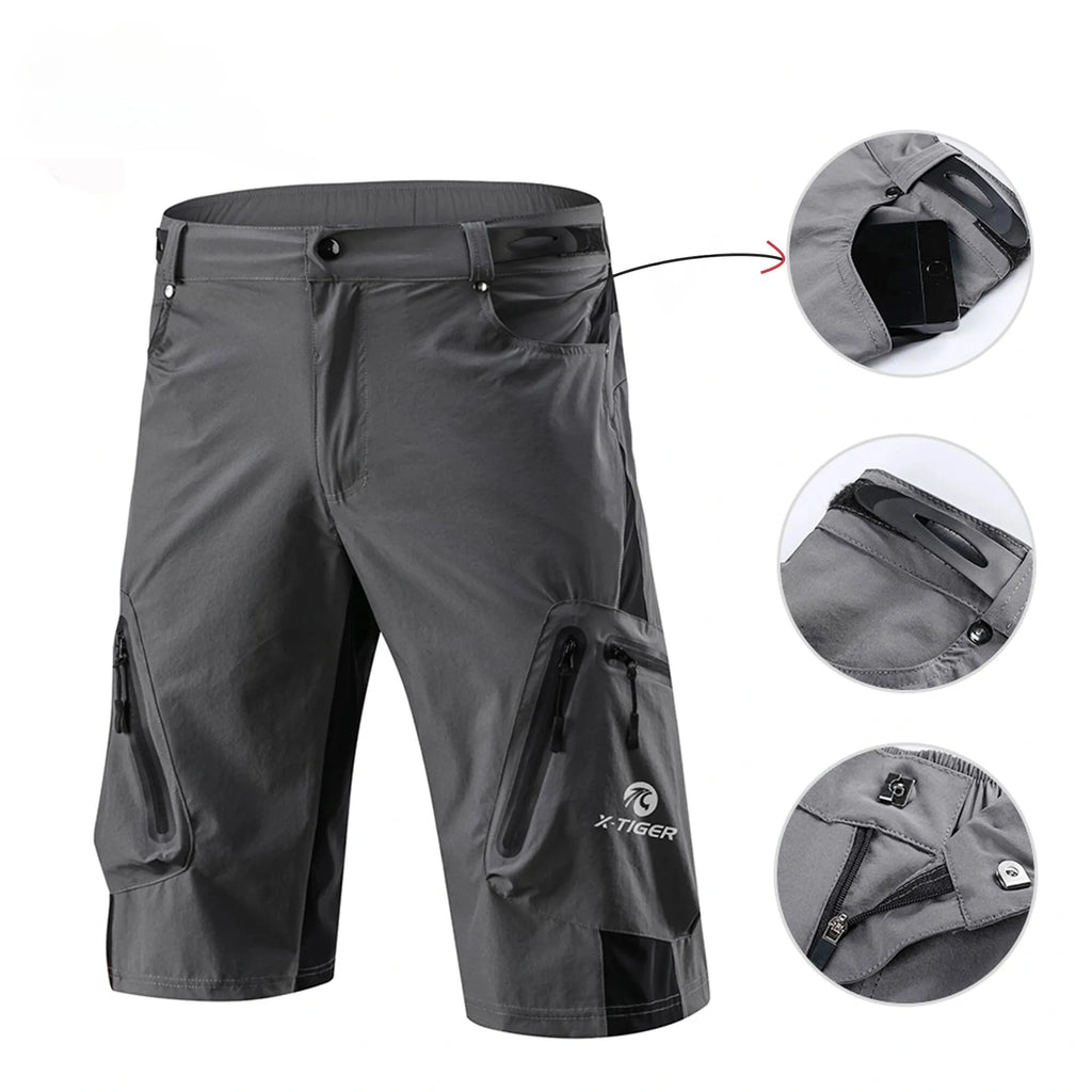 X-TIGER Mountain Bike Shorts Multi-Pockects Breathable Loose Riding Road MTB Shorts Outdoor Sports Waterproof Cycling Pants-WAYBIKER