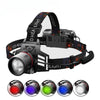 XML-T6 LED Headlamp 3-Mode Zoomable Headlight 18650 Head Torch Fishing Light White Red Blue Green 395nm UV Hunting Flashlight-WAYBIKER
