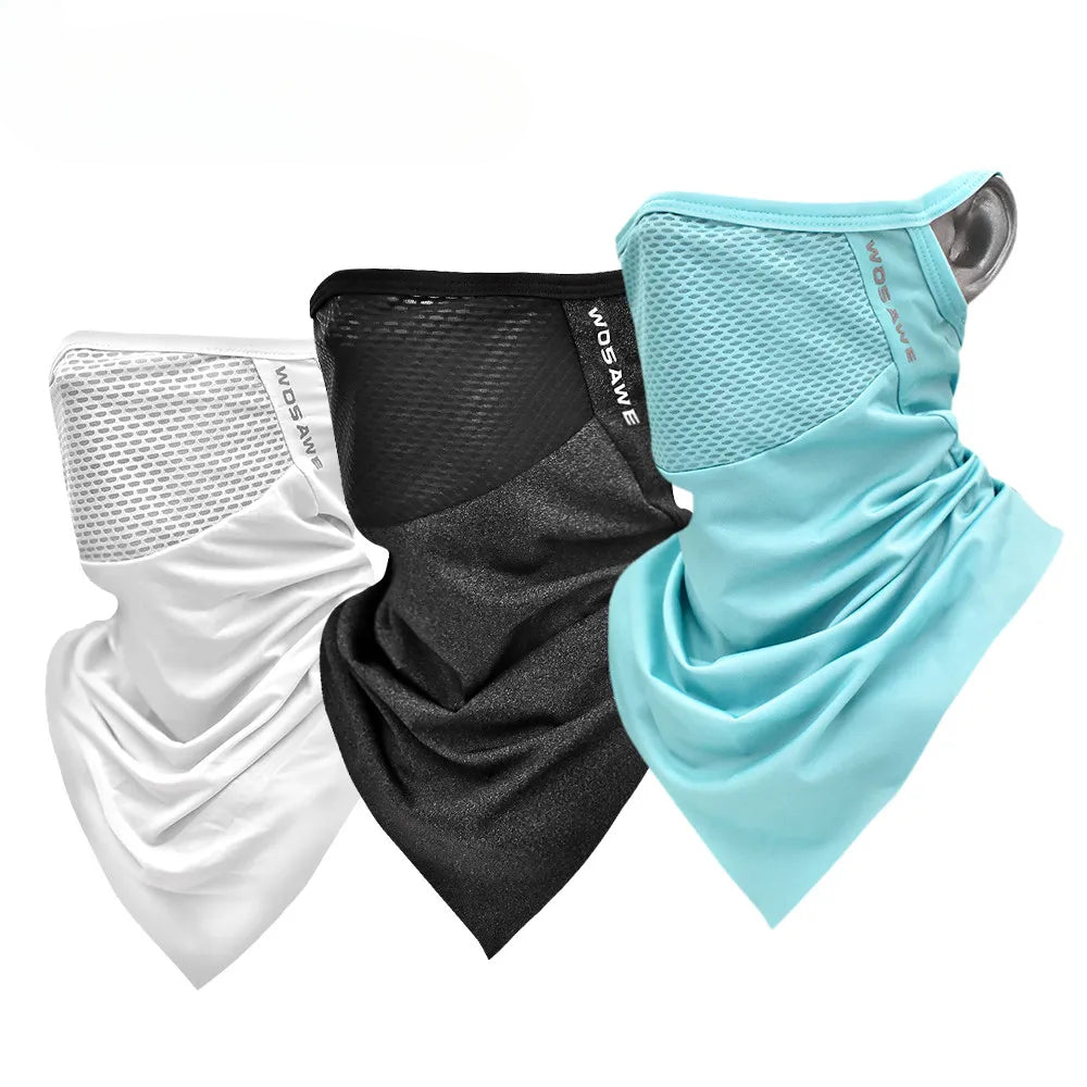 WOSAWE Cycling Bandana Triangle Half Face Scarves Hanging Ear Ice Silk Neck Gaiter Cover Tube Mask Sport Hiking Huting Men Women