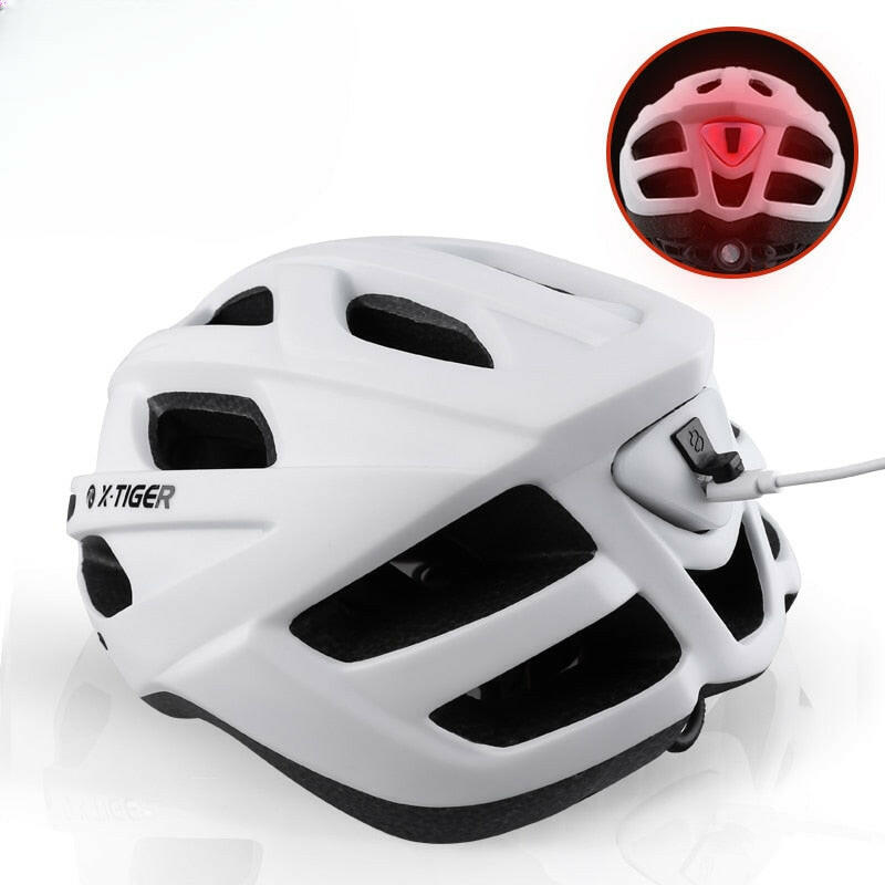 X-TIGER Cycling Helmet Man Women LED Light Helmet Road Mountain Bike Helmet Bicycle Helmet Rechargeable Brim Design Helmet-WAYBIKER