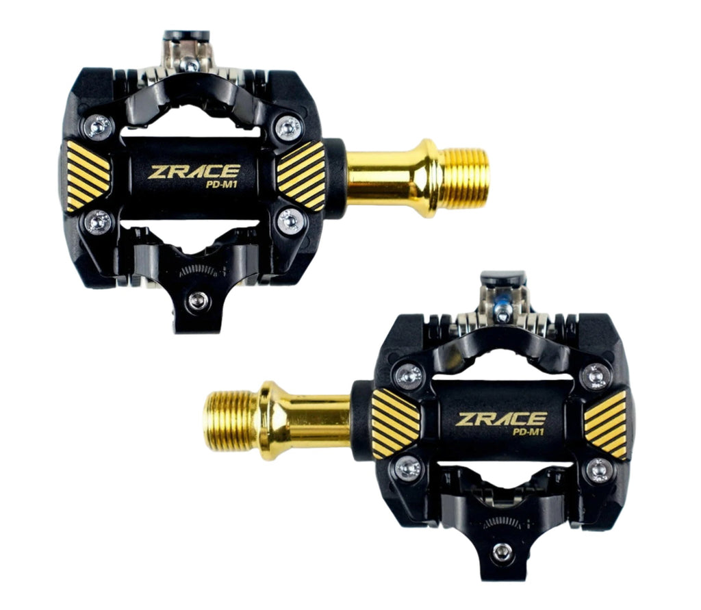 ZRACE PD-M1 SPD Pedals - GOLD, Self-Locking MTB Gravel Components Using for Bicycle Racing Mountain Bike, 332g-WAYBIKER