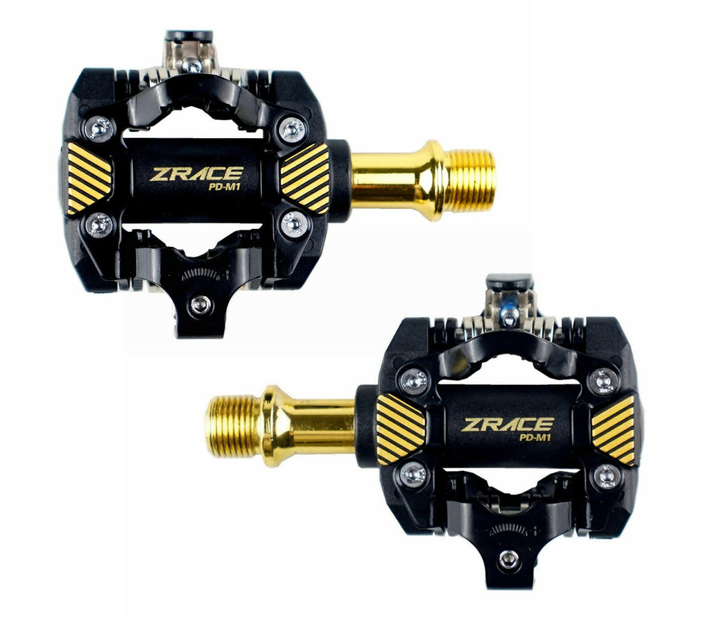 ZRACE PD-M1 SPD Pedals - GOLD, Self-Locking MTB Gravel Components Using for Bicycle Racing Mountain Bike, 332g