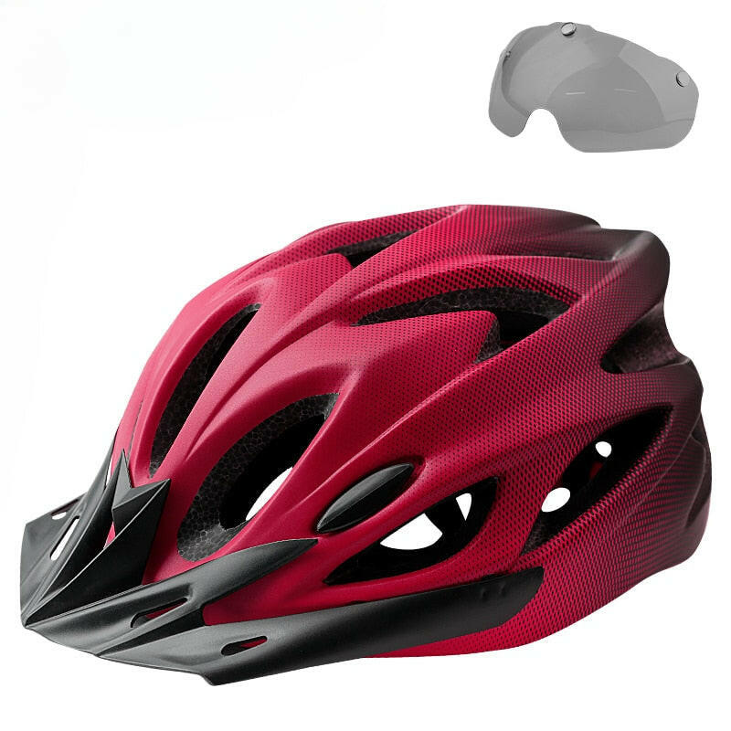 X-TIGER Cycling Helmet Integrally-molded Bicycle Helmet LED Lights MTB Bike Helmet Ultralight Sports Safe Hat With Goggles Visor-WAYBIKER