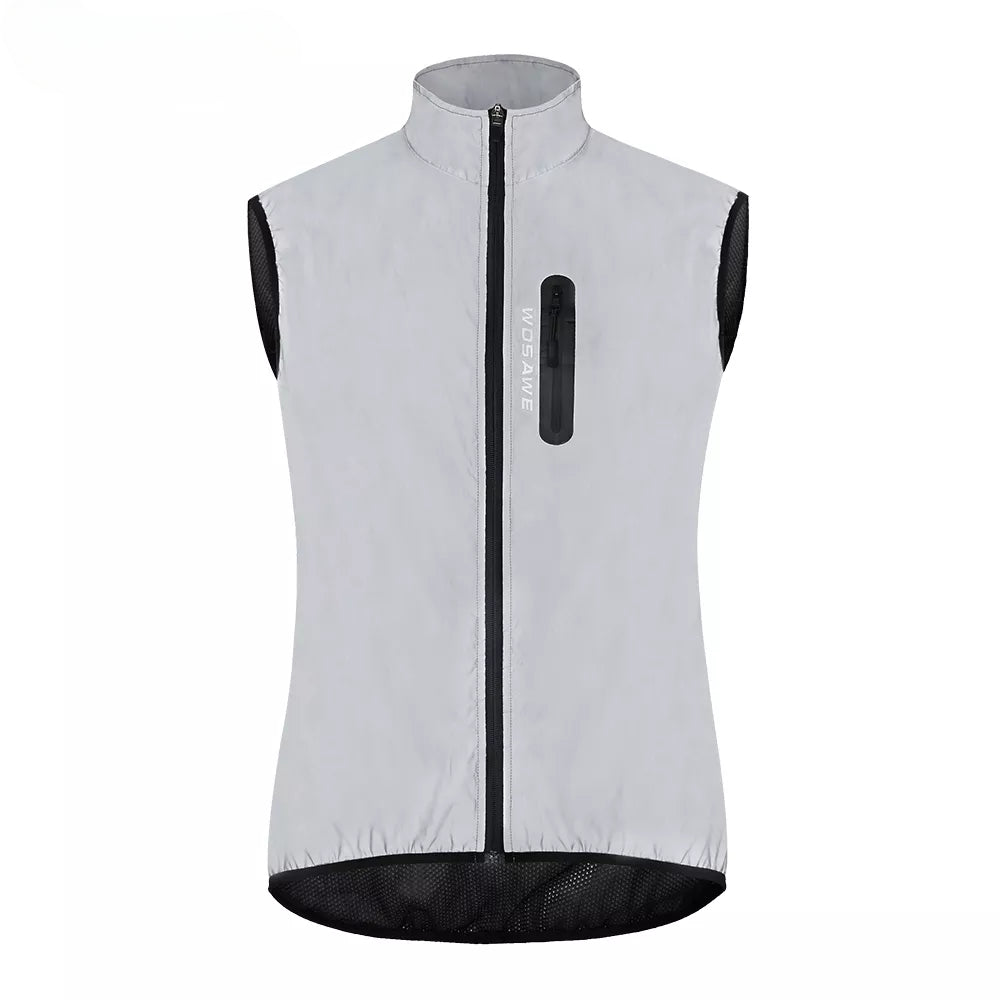 WOSAWE Men Cycling Full Reflective Vest Windbreaker Waterproof Jacket Spring Autumn Windproof Bike Bicycle  Vest Night Glowing-WAYBIKER