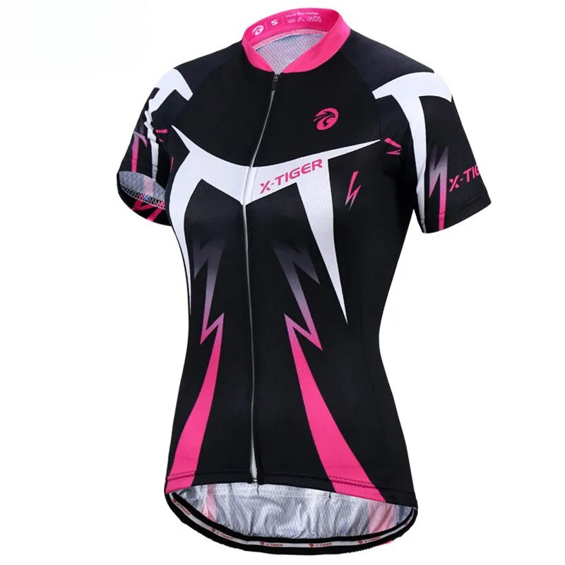 X-TIGER Women's Cycling Jersey Summer Anti-UV Cycling Bicycle Clothing Quick-Dry Mountain Female Bike Clothes Short Jersey