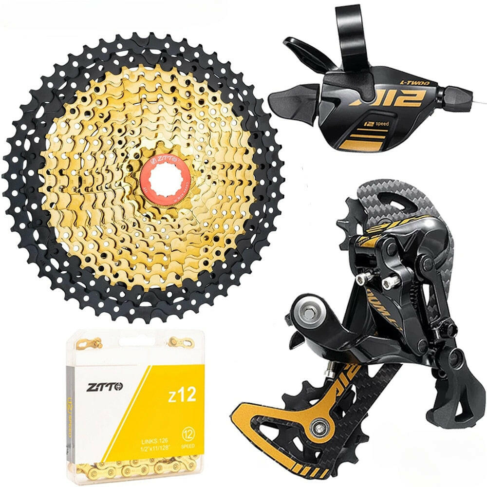 ZTTO MTB Bike 12 Speed Gold Groupset 1X12 Shifter Carbon Cage Rear Derailleur 12S11-52T Black Gold K7 Cassette 12V Chain Current-WAYBIKER