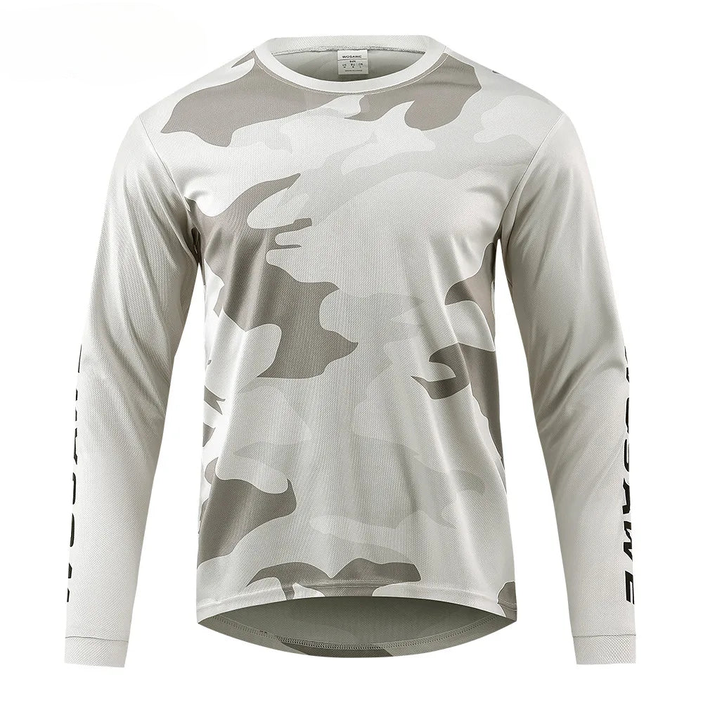WOSAWE Men's Downhill Jerseys Mens Long Sleeve Cycling Jersey Mountain Bike MTB Enduro Trail Racing Top-WAYBIKER
