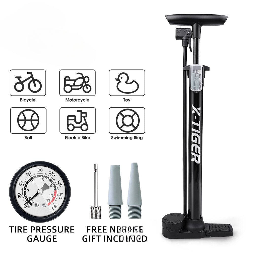 X-TIGER Bicycle Pump 120Psi Stainless Steel Hand Air Bike Pump Schrader Presta Dunlop Valve Cycling Pump Bike Accessories-WAYBIKER