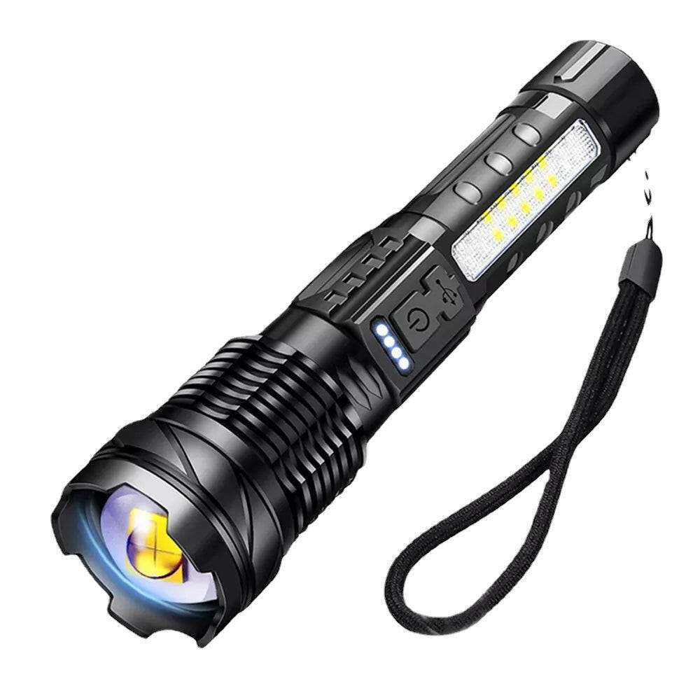 High-power LED Rechargeable Flashlight with 30W Lamp Beads Portable Torch 7 Lighting Modes Zoomable Waterproof Camping Light