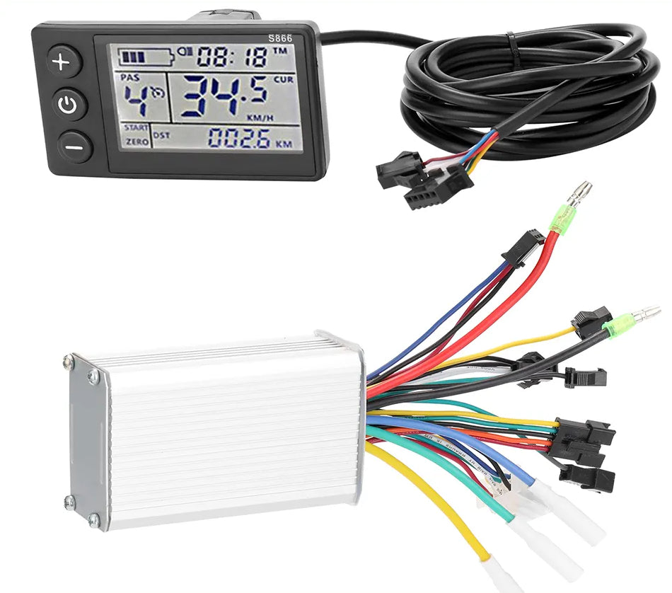 Electric Bike Controller 24V-48V/36V-60V 350W Brushless E-bike Controller with LCD Display Bicycle Motor Scooter Controller S866