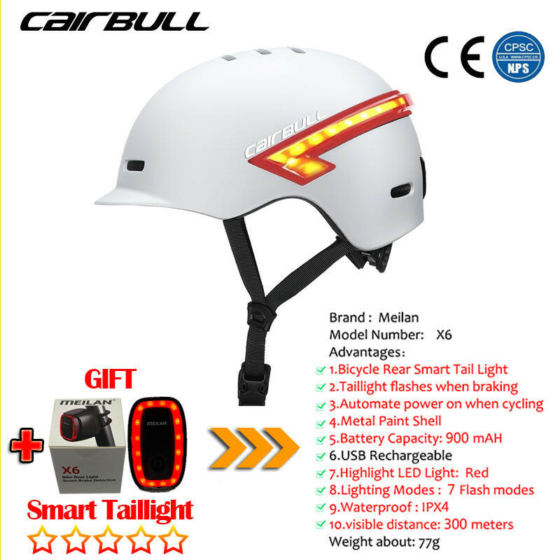 Bicycle Helmet Men Female Bike Smart Cycling Helmets Turn Signal Light Led Chargeable Electr Scooter Man Hat IPX4 Waterproof