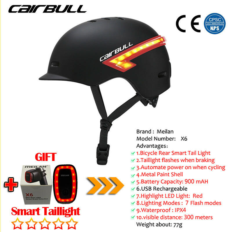 Bicycle Helmet Men Female Bike Smart Cycling Helmets Turn Signal Light Led Chargeable Electr Scooter Man Hat IPX4 Waterproof-WAYBIKER