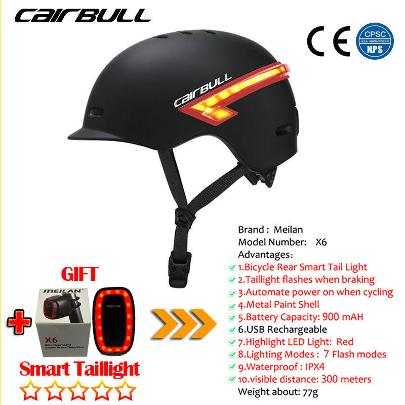 Bicycle Helmet Men Female Bike Smart Cycling Helmets Turn Signal Light Led Chargeable Electr Scooter Man Hat IPX4 Waterproof