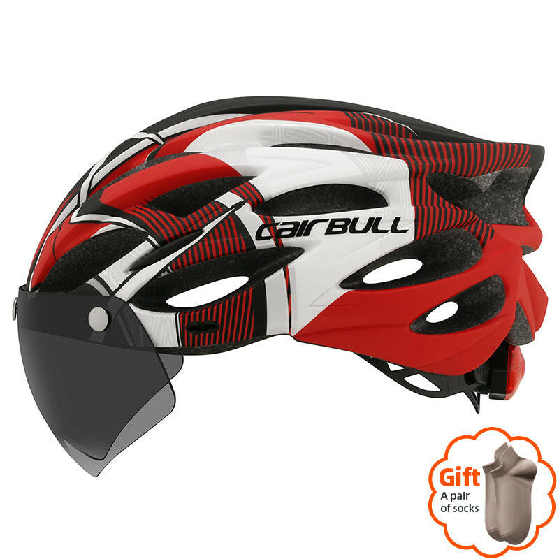 Bicycle Safety Helmets cairbull Removable Lens Visor Mountain Road Bike Helmet Integrally-molded Ultralight With Rearlight cap