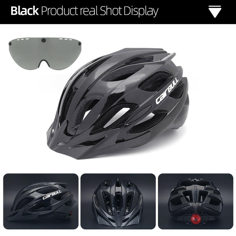 CAIRBULL Aero Road Bike Helmet Specialized MTB Cycling Helmets Goggles Adult Men Women Removable Visor Lens With Taillight EPS-WAYBIKER