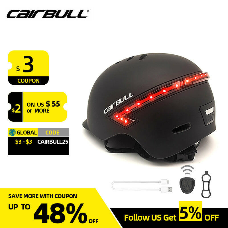 CAIRBULL Electric Bicycle Road Bike Helmet Commuter Urban Led Turn Signal Light Remote Control Usb Charging Safety Cycle Helmet