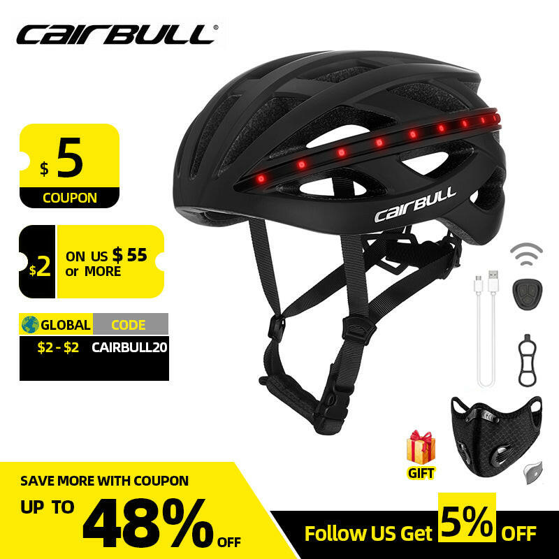 CAIRBULL Smart Road Bike Helmet LED Turn Signal Light Strip Stoplight In-mold EPS Safety Cycling Equipment Helmet for Adult M/L