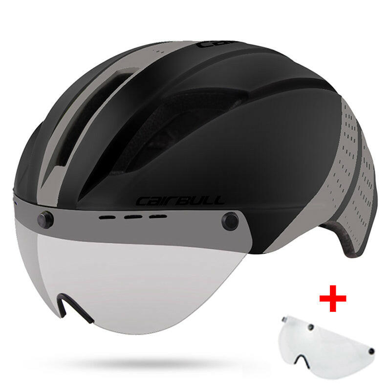Cairbull Integral Bicycle Helmet TT Road Aero Helmet Goggle City Casque Velo Route With Lens for Bicycle Adults Men Women EPS+PC-WAYBIKER