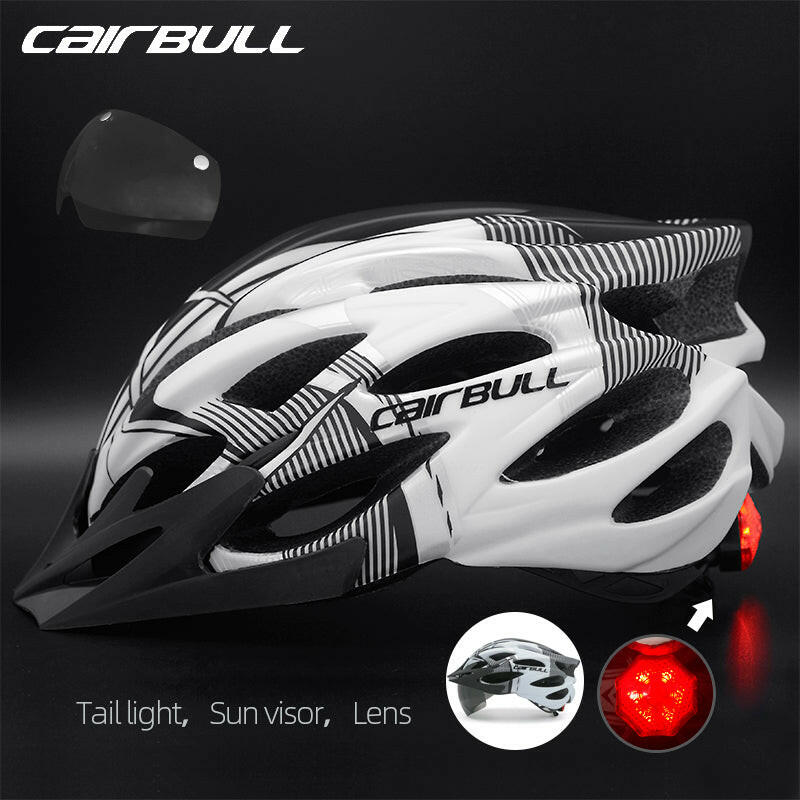 Cairbull MTB/Road Helmet Ultralight Cycling Helmet Magnetic Goggle with Tail Light Integral Bike Helmet Removable Sun Visor