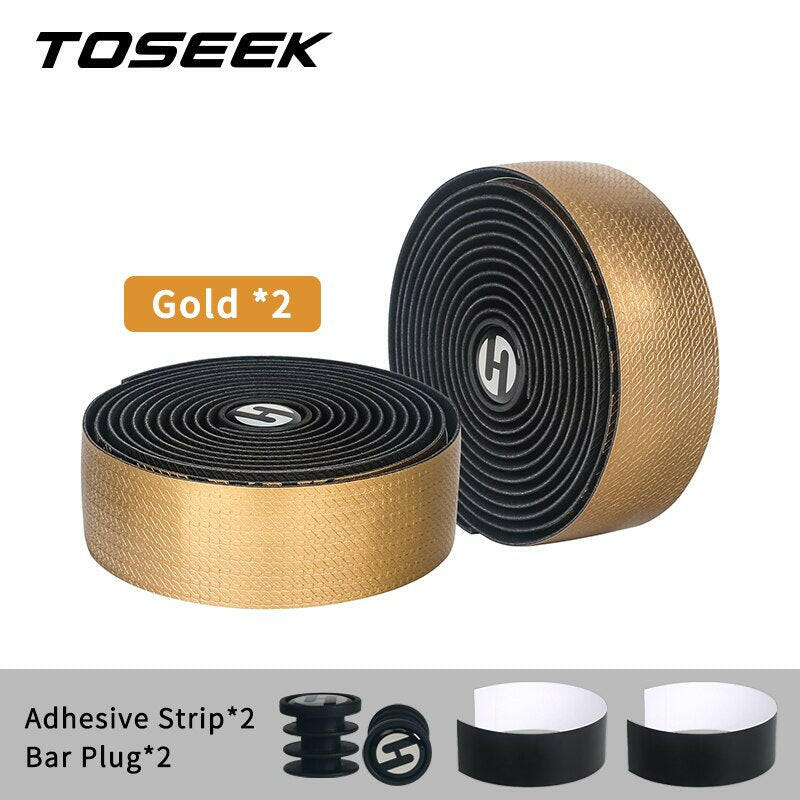 TOSEEK Bicycle Handlebar Tape Anti-Vibration PU EVA Bent Cycling Road Bike Tapes Racing Breathable Non-Slip Handle Bar Belt Wrap-WAYBIKER