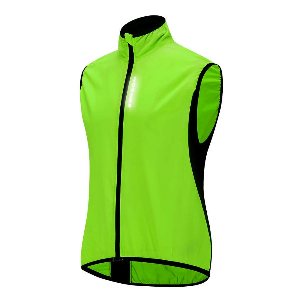WOSAWE Women Reflective Cycling Vest Solid Woven Sportswear Men Cycling Windbreaker Water Repellent Windproof MTB Bike Jacket-WAYBIKER