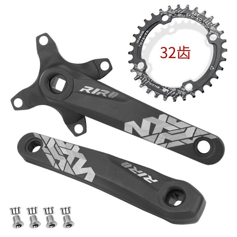 RIRO Bicycle Crankset 104BCD Mountain Bike Square Hole MTB Crank Aluminum Alloy 170/175mm Narrow Wide Single disc 32T34T/36T/38T-WAYBIKER