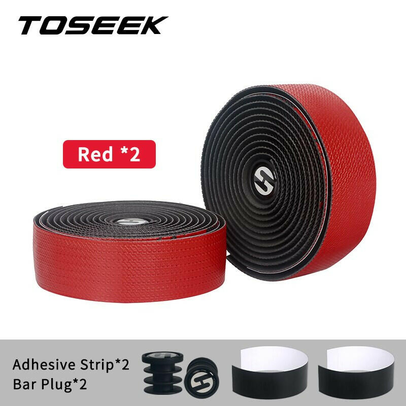 TOSEEK Bicycle Handlebar Tape Anti-Vibration PU EVA Bent Cycling Road Bike Tapes Racing Breathable Non-Slip Handle Bar Belt Wrap-WAYBIKER
