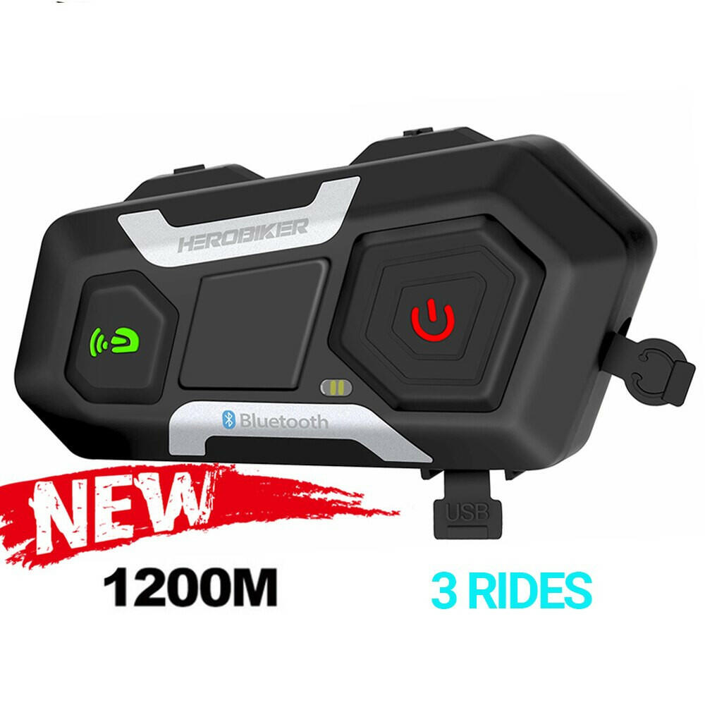 HEROBIKER Motorcycle Intercom Helmet Headset Helmet Waterproof Speaker Interphone Moto Headset Wireless Intercomunicador 1200M-WAYBIKER