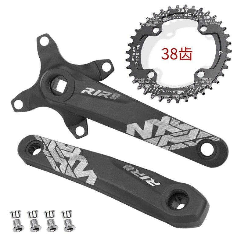 RIRO Bicycle Crankset 104BCD Mountain Bike Square Hole MTB Crank Aluminum Alloy 170/175mm Narrow Wide Single disc 32T34T/36T/38T-WAYBIKER