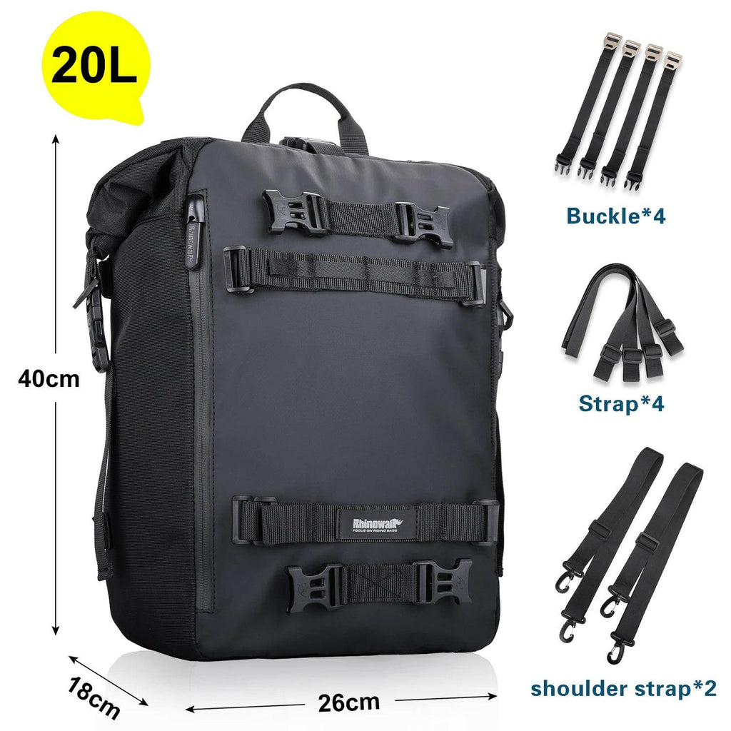 Rhinowalk Motorcycle Bag Waterproof Inner Bag Saddle Bags Luggage 10L-20L-30L Tail Bag Multi-function Outdoor Riding Backpack