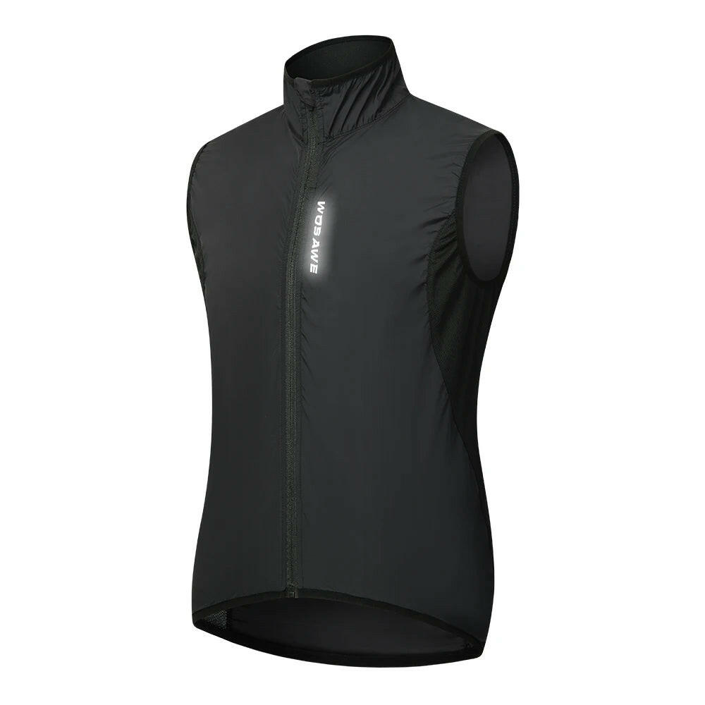 WOSAWE Women Reflective Cycling Vest Solid Woven Sportswear Men Cycling Windbreaker Water Repellent Windproof MTB Bike Jacket-WAYBIKER